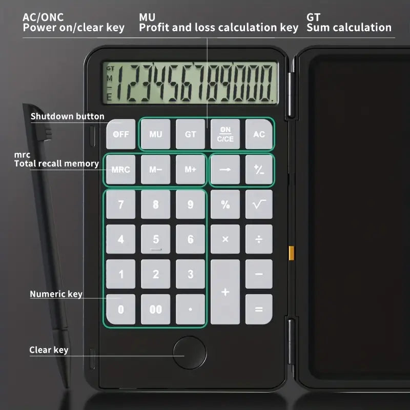 Slim LCD Pocket Calculator – Compact Solar Desk Calculator